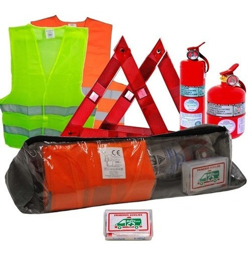 Imagen 1 de 7 de Kit Reglamentario 5 En 1 Matafuego Chaleco Botiquin Baliza