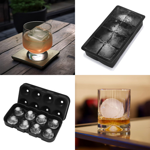 2 Molde Para Hielo Esferas Y Cubos Grandes Con Embudo