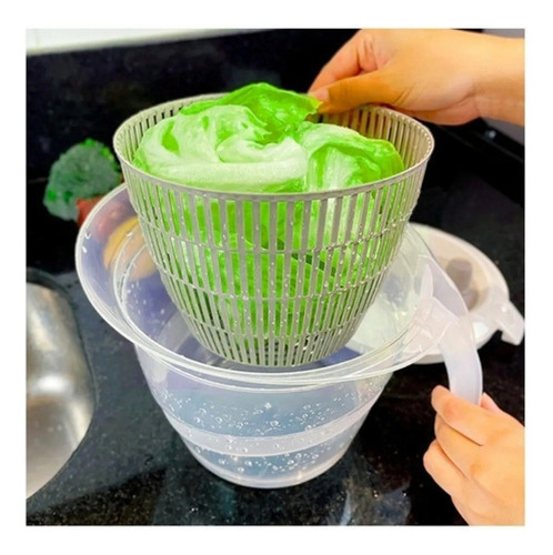 Pote Secador Seca Salada E Verduras 4l Com Cesto Plasútil