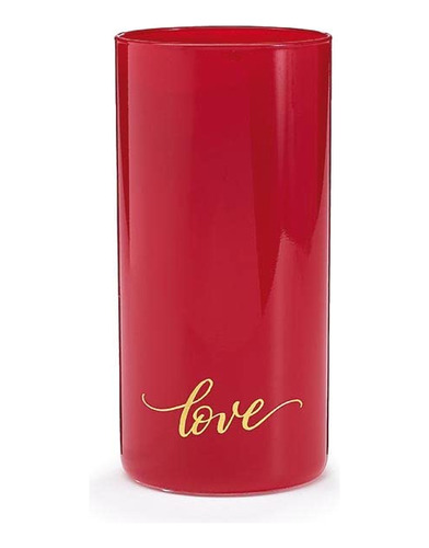 Vy Jarron Cilindrico Cristal Rojo Opaco Decorativo 8   Love 