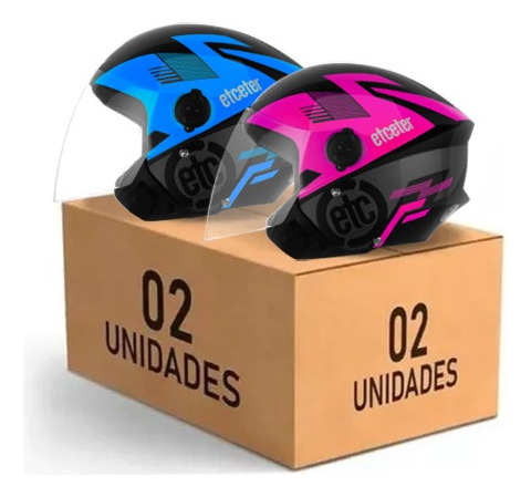 Kit Capacete Etceter Open Masculino Feminino 2 Unidades Cor