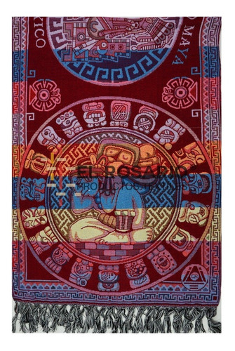 Rebozo Artesanal Mexicano - Diseños (12 Pack) Color Cal. Maya/colorín Carambullo