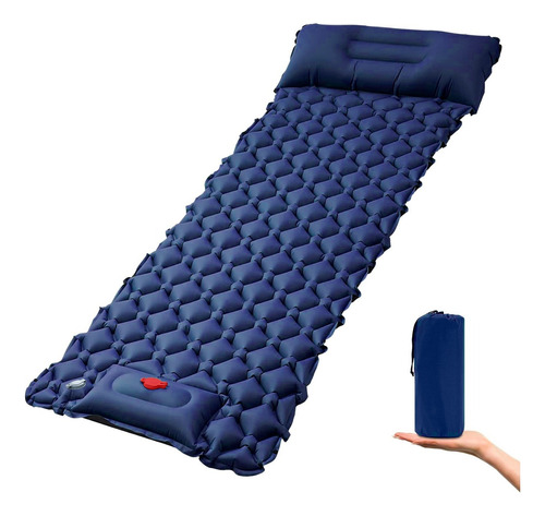 Colchón Inflable Portátil Viaje Ultraligero Camping Dormir Color Azul