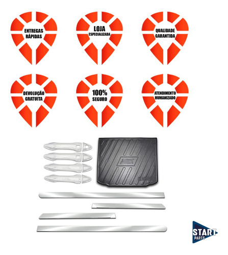 Kit Cromado Friso Largo Maçaneta 4p Tapete Prot Ix35 22