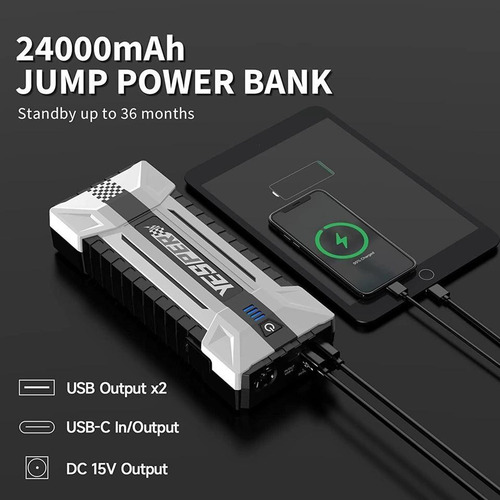 Arrancador De Batería De Autos Portátil 4120a 24000mah