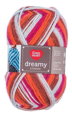 Estambre Multicolor Dreamy Stripes Red Heart Coats Color Sunset 09354