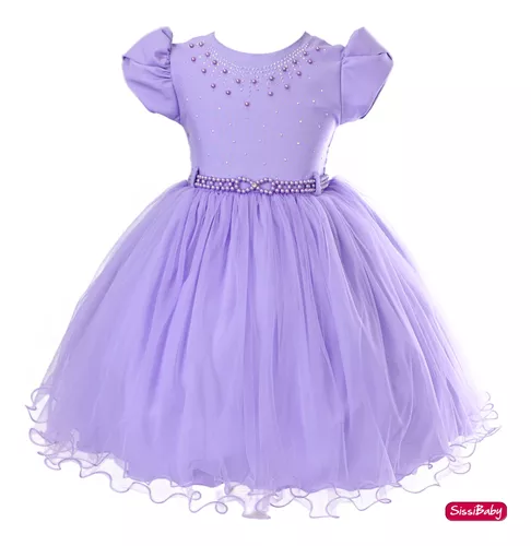 Vestido infantil sereia lilás princesa sofia festa 1 a 4 ano