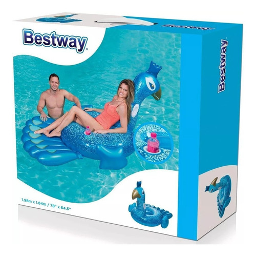 Colchoneta Inflable Gigante Pavo Real  Bestway Pileta Playa 