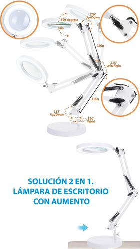 Imagen 3 de 9 de Lampara Led Con Lupa Aro Luz Tonos C/base 60cm Cosmetologia