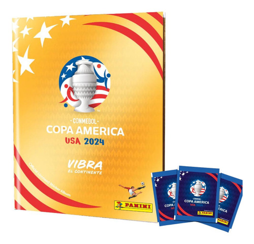 Álbum Tapa Dura Gold Copa América Usa 2024 + 50 Sobres.