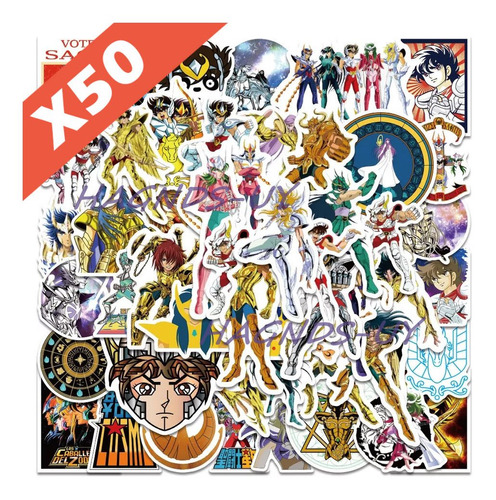 Set De 50 Pegotines Stickers Saint Seiya Caballeros Zodiaco