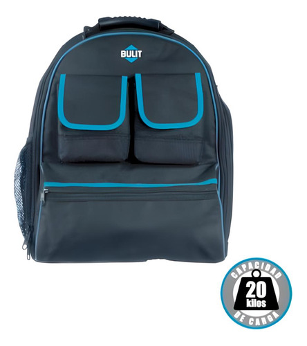 Mochila Porta Herramientas Bulit Reforzada Bolsillo Notebook Color Negro
