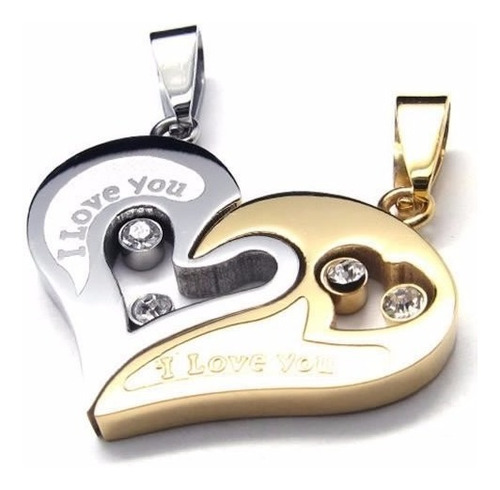 Dije Corazon Para Parejas En Acero Inox. Color Plata Dorado