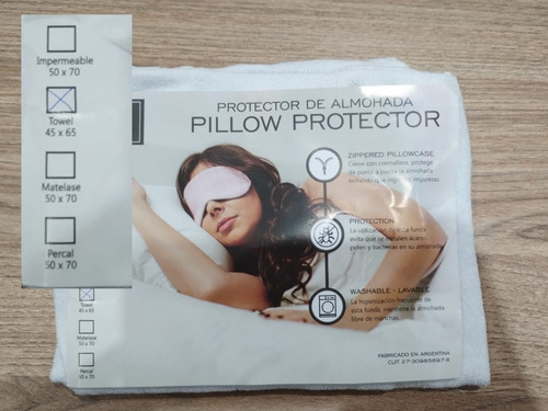 Protector De Almohada Toalla Con Cierre 50 X 70