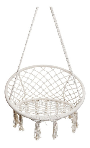 Silla Hamaca Macramé Circular Para Interior Y Exterior Beige