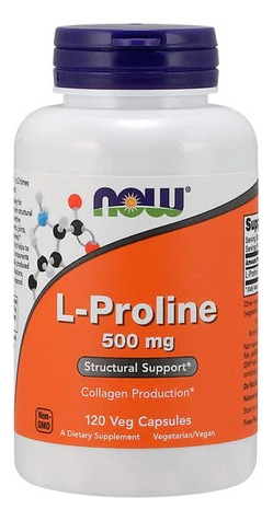 L-proline 500 Now 120 Capsulas - Producción De Colágeno