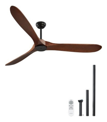 Ventilador De Techo Aspas Madera 72pul S/luz C.remoto M.reve 1.067 M 60hz Negro Chocolate Madera Nogal 3