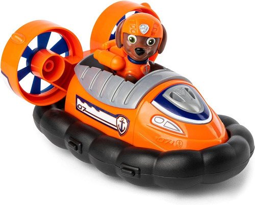 Muñeco Con Vehículo Zuma Hovercraft Paw Patrol Color Naranja