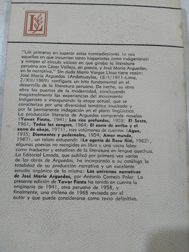 Yawar Fiesta: José María Arguedas (Usado)