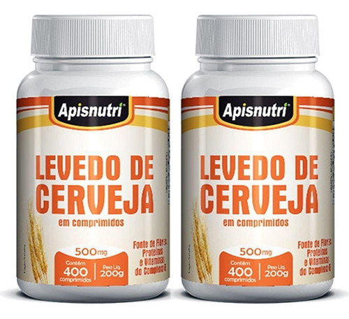 Kit 2 Und Levedo De Cerveja 400cps 500mg Apisnutri