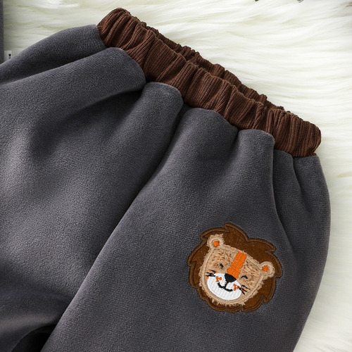Conjunto Casual De Manga Larga Para Niños Con Estampado Gris Oscuro 9-12 M