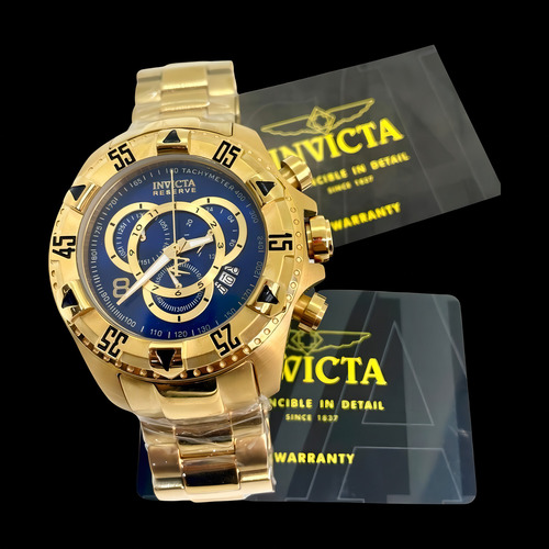 Relógio Invicta Reserve Excursion 6469 Dourado Azul 18k +