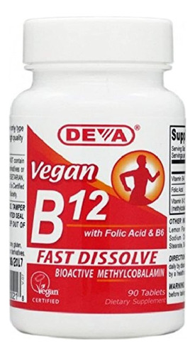 Deva Vitamina Vegana B-12 Pastillas De Disolución Rápida