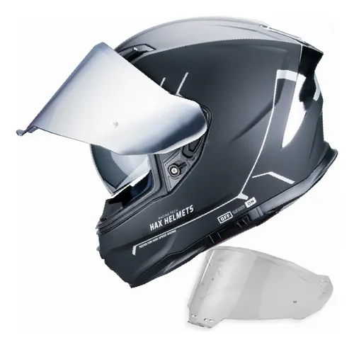 Hax - Casco integral de motocicleta y de moto de calle con doble aleta  trasera y Pinlock Ready, ligero y duradero para adultos, aprobado por el DOT