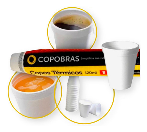 25un Copo Térmico Isopor 120ml P/ Bebidas Chá Café Copobras