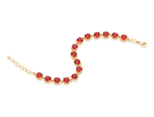 Pulseira Luxo Com Cristais Rosa Escuro Rommanel 551651 Lr