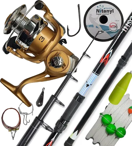 Combo Completo Pejerrey Caña 4m Reel 3 Rul Linea Yoyo Tanza+