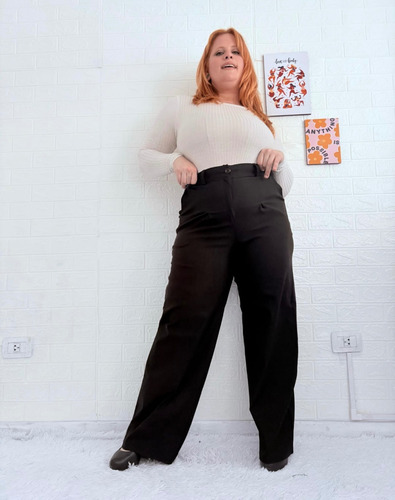 Pantalón Vestir Talles Grande Sastrero Especial Mujer Palazo