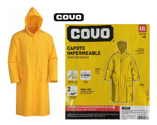 Impermeable Tipo Poncho Pvc Amarillo