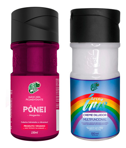  Kit Pônei 150ml E Diluidor Arco Iris 150ml Kamaleão Color Tom Magenta