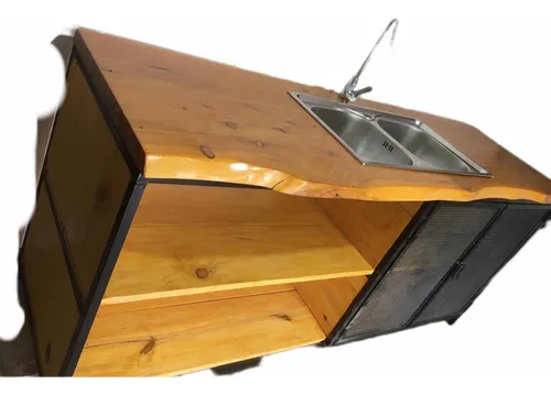 comprar Mueble De Cocina En Hierro Y Cipres, Con Bacha Y Griferia