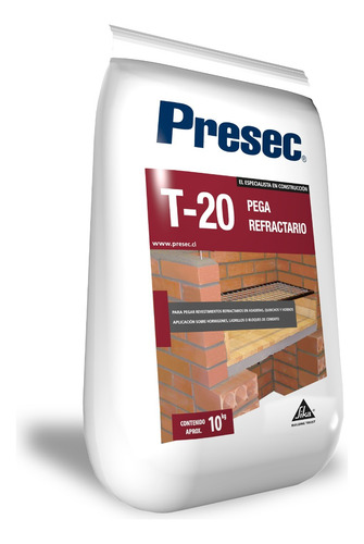 Imagen 1 de 6 de Presec T20 Mortero Pega Hormigón Y Ladrillo Refractario 10kg