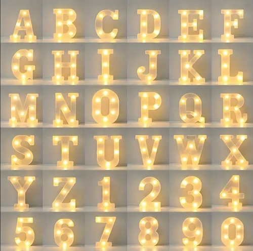 Letras Y Números Led Decoración Lampara Abecedario