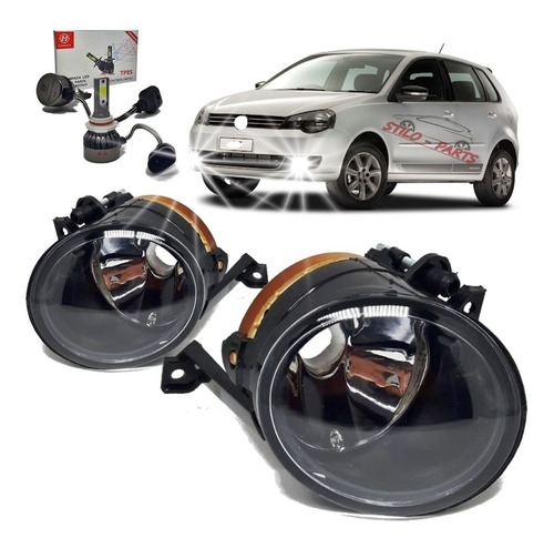 Imagem 1 de 7 de Par 2 Farol Milha Neblina + 2 Super Led Polo 2013 2014 2015