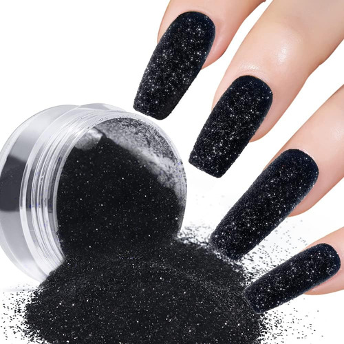 5g Polvo Negro Polvo De Azúcar Glitter Uñas Polvo De ...