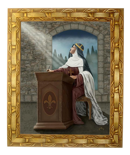Quadro Da Santa Brígida, Mod. 01, Tam.30x25cm. Angelus Dourado