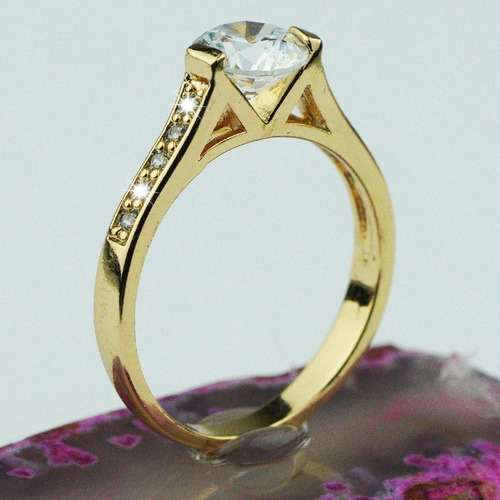 Imagen 3 de 9 de Anillos Compromiso Oro 18k Mujer Regalo Mama Elegante Joyas