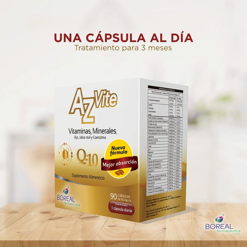 Azvite Multivitaminico Con: Coenzima Q10 Con 90 Cápsulas