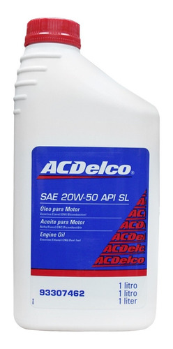 Óleo De Motor 20w50 Acdelco Sl Sae Mineral 93307462 1l