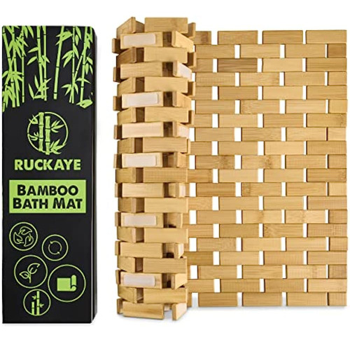 Alfombrilla De Baño De Bambú Ruckaye De 24 X 16 Pulgadas Con