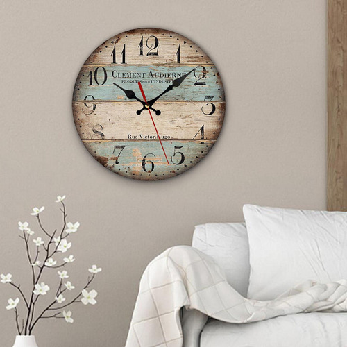 Reloj De Pared Redondo Decorativo De Madera Silencioso Que A