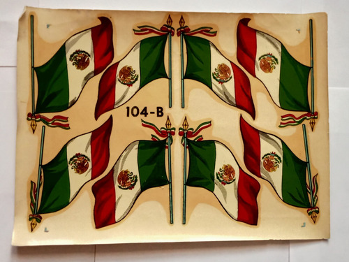 Antigua Calcomanía De La Bandera Mexicana Años 70 S 