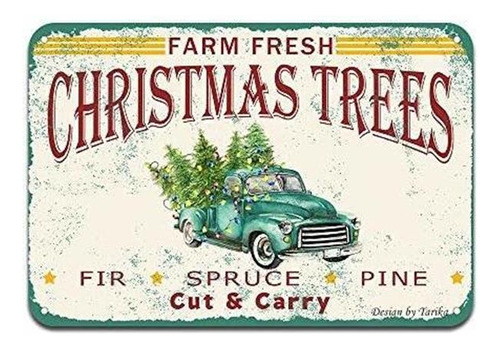 Farm Fresh Christmas Trees Verde Camión Vintage Con Árboles 