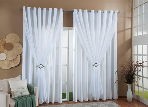 Doce Lar Enxovais Blackout cortina gaze linho forro 3 x 2,6 m cor branco