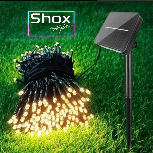 Imagen 2 de 10 de Guirnalda Solar Luces Led Exterior 10 Metros Lineal Shox