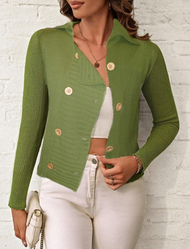 Sweater Cardigan Saco De Lana Con Boton